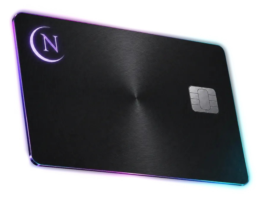 The Nocturne virtual card — matte obsidian, issued in about sixty seconds.